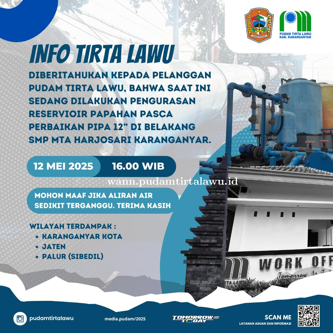 INFO GANGGUAN LAYANAN AIR – PUDAM TIRTA LAWU