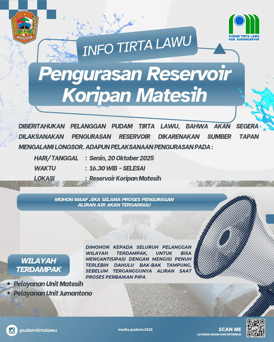 PENGURASAN RESERVOIR KORIPAN MATESIH SEBAGAI LANGKAH ANTISIPASI PASCA LONGSOR SUMBER TAPAN