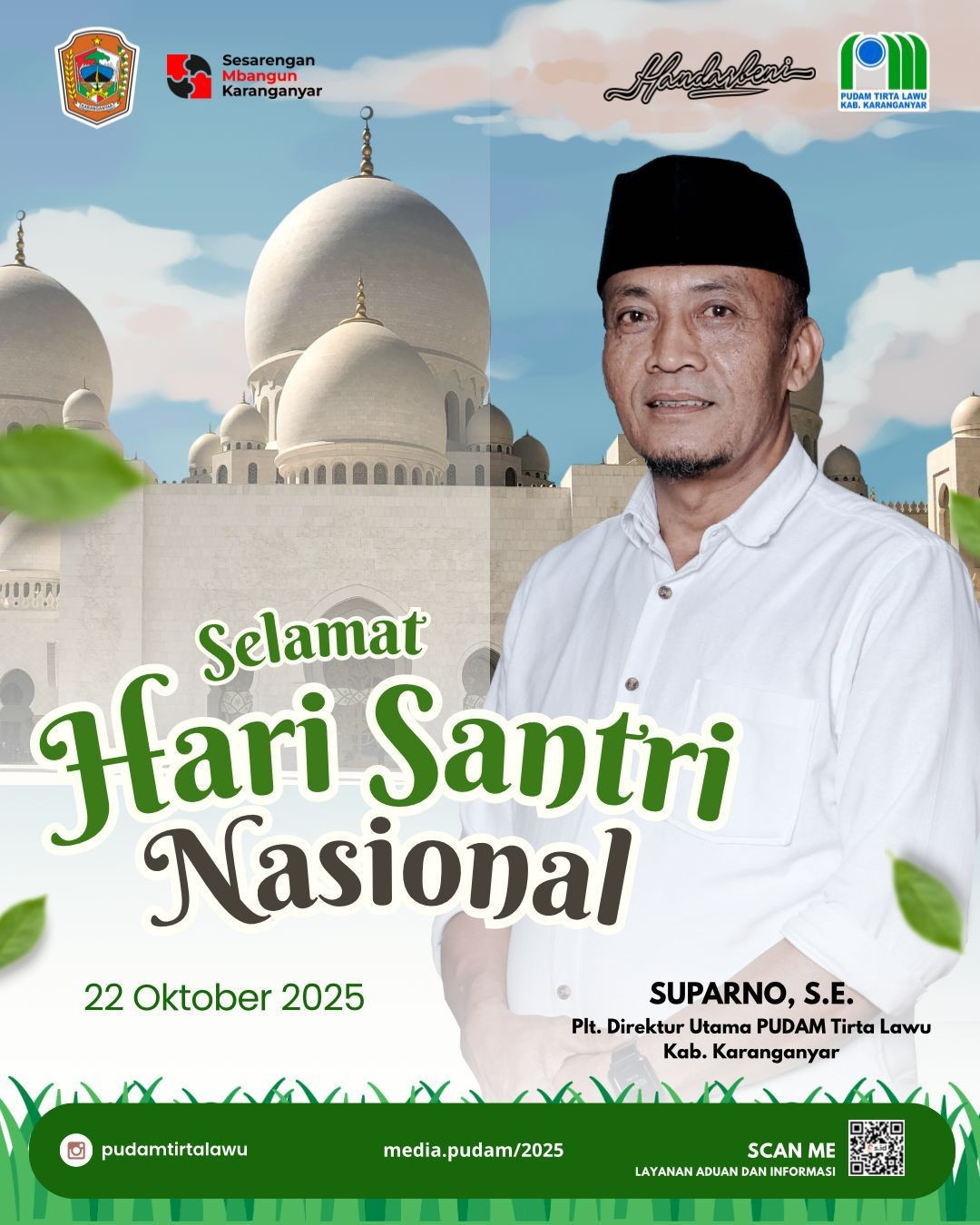 PUDAM TIRTA LAWU KARANGANYAR UCAPKAN SELAMAT HARI SANTRI NASIONAL 2025