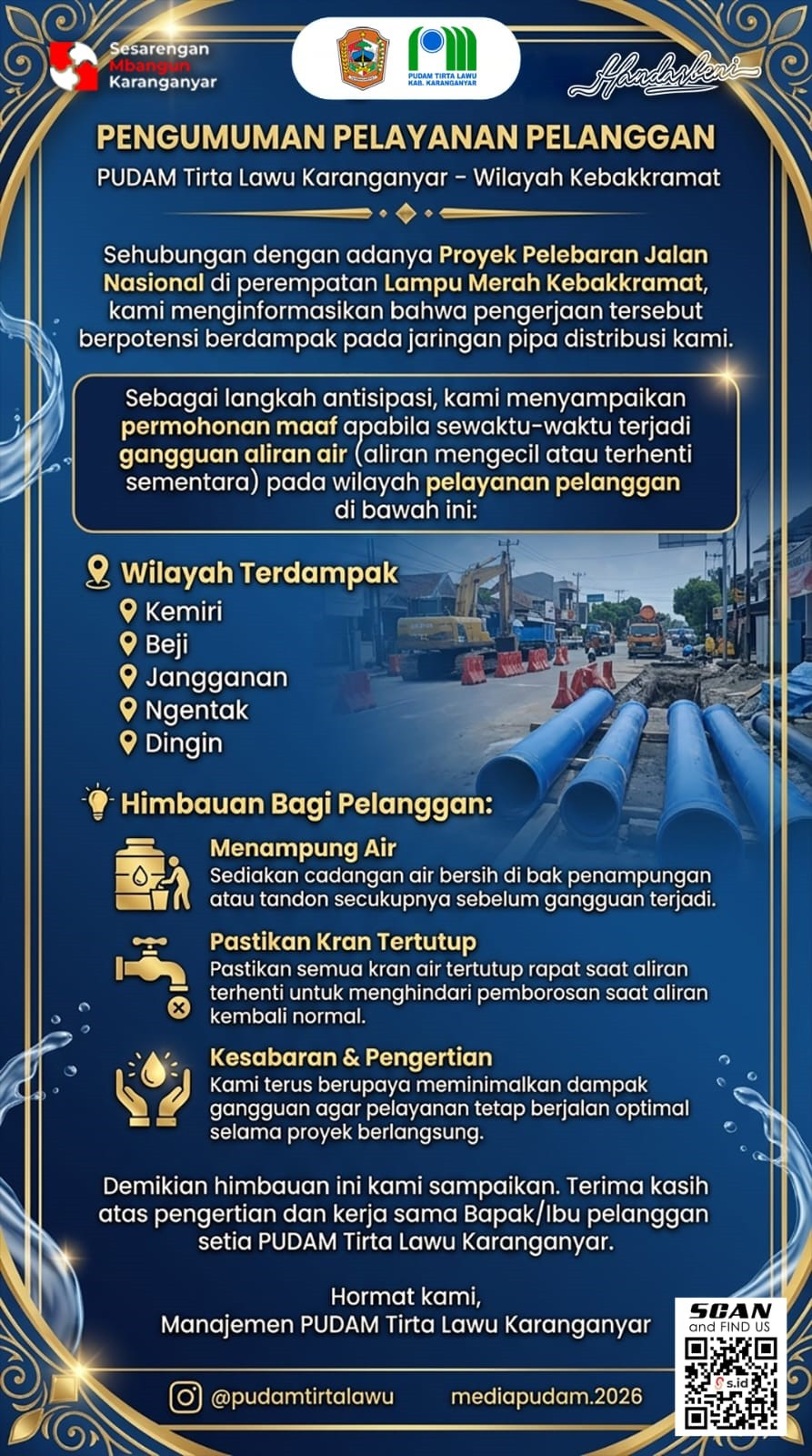 POTENSI GANGGUAN ALIRAN AIR AKIBAT PROYEK PELEBARAN JALAN NASIONAL DI KEBAKKRAMAT