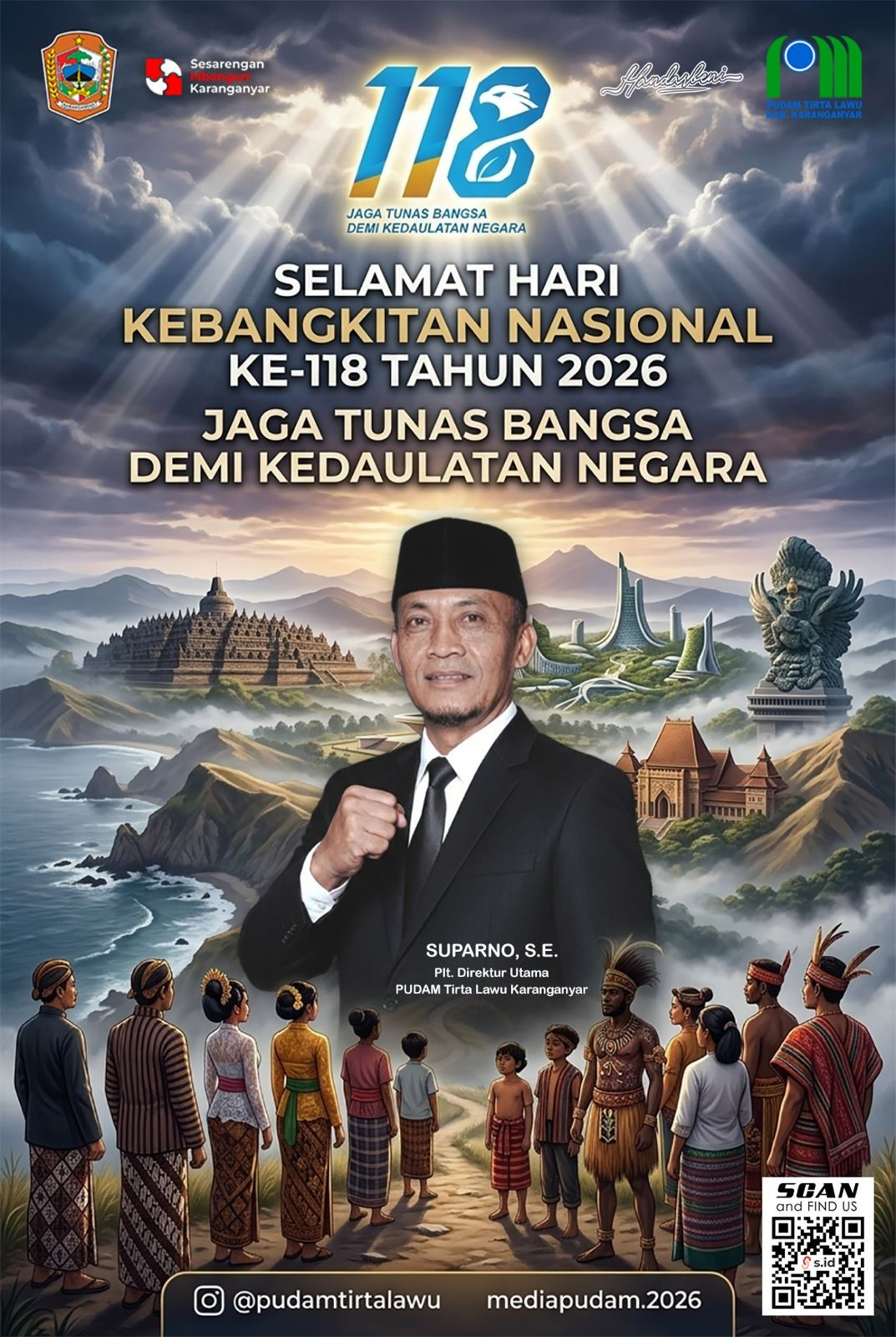 PERINGATI HARKITNAS KE-118, PUDAM TIRTA LAWU KARANGANYAR TEGASKAN KOMITMEN MELAYANI NEGERI